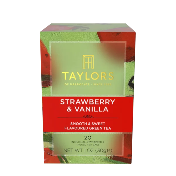 Strawberry & Vanilla vihreä tee, 20 pussia